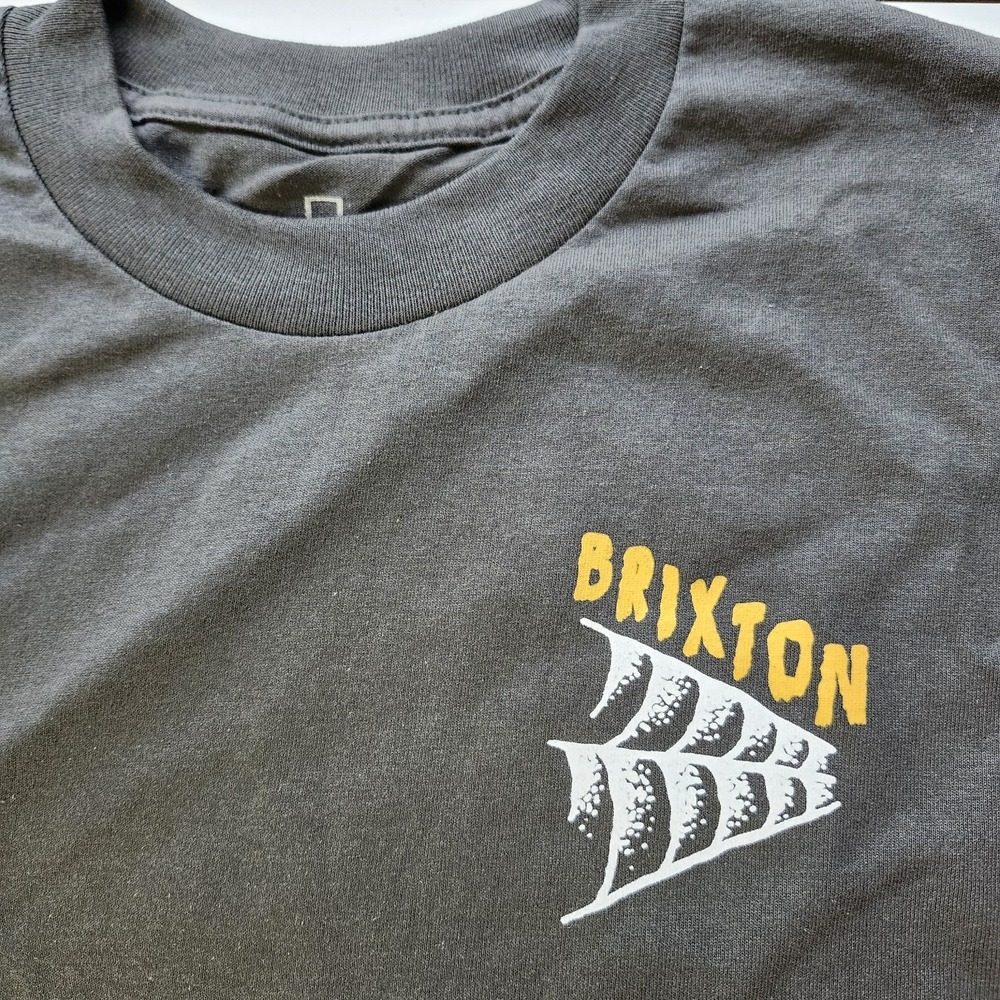 Brixton Gray Snake Graphic Print Logo Crew Neck Short Sleeve T-Shirt Mens M